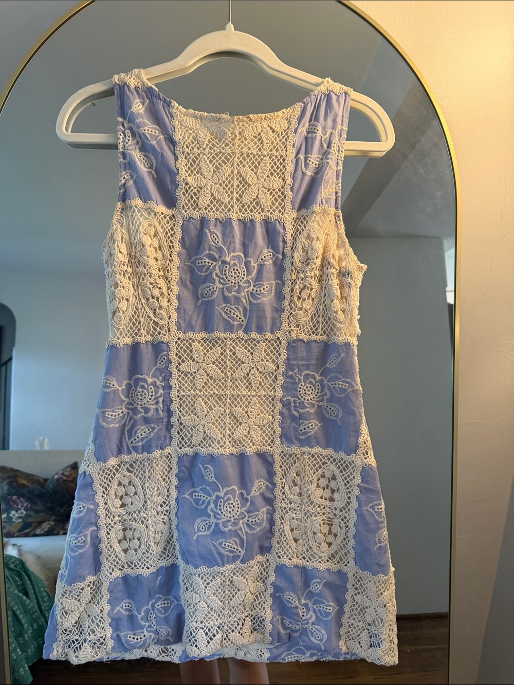 Crochet Patchwork Lavender Mini Dress - Brand Unspecified